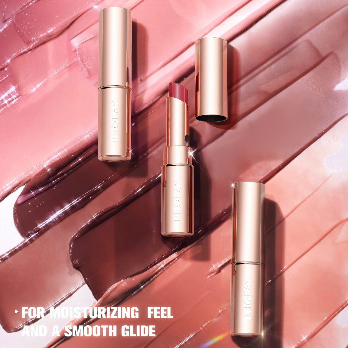 PHOFAY Glossy Creamy Satin Color Lipstick with Long-Wear Hydration