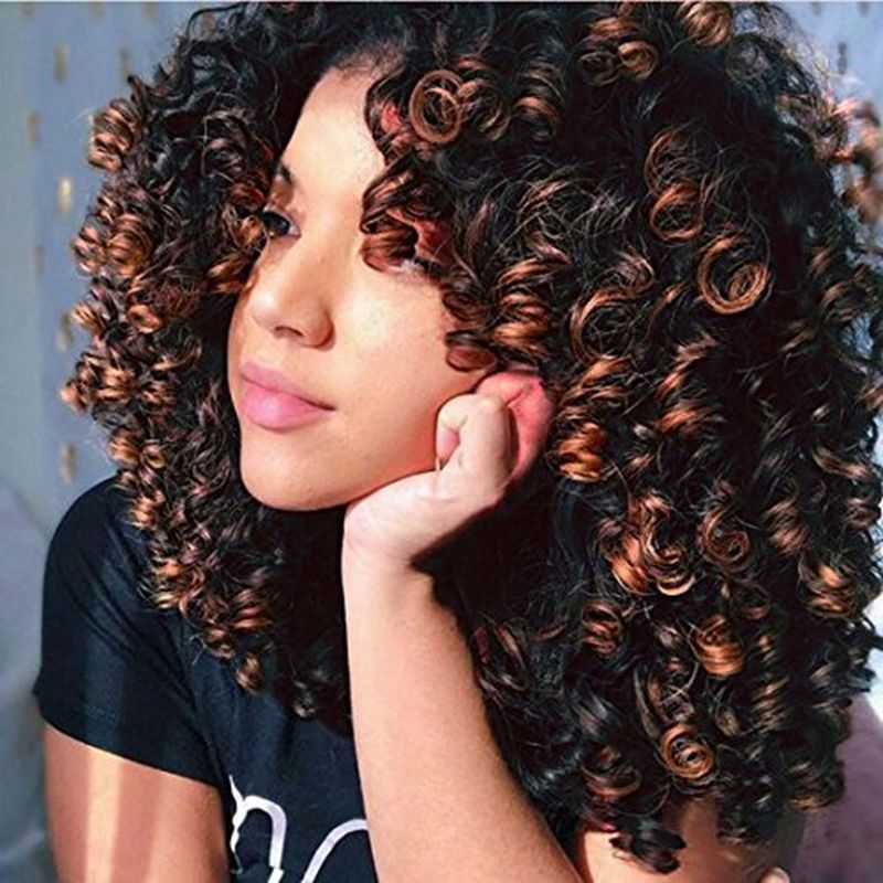 Afro Chic Curly Wig – Fluffy Bangs, Voluminous Style