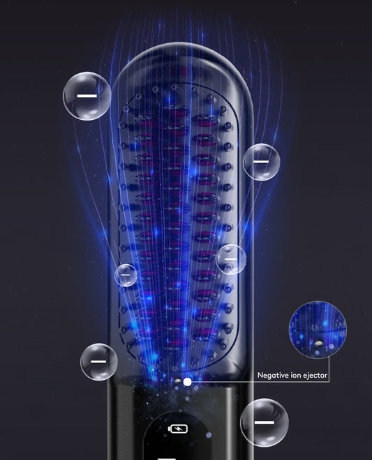 2-in-1 Wireless Hair Straightener Brush – Portable & Fast Heating USB Hair Comb