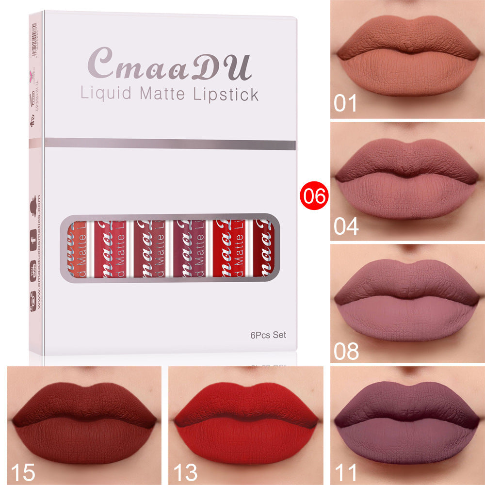 6-Piece Matte Finish Waterproof Lipstick Set