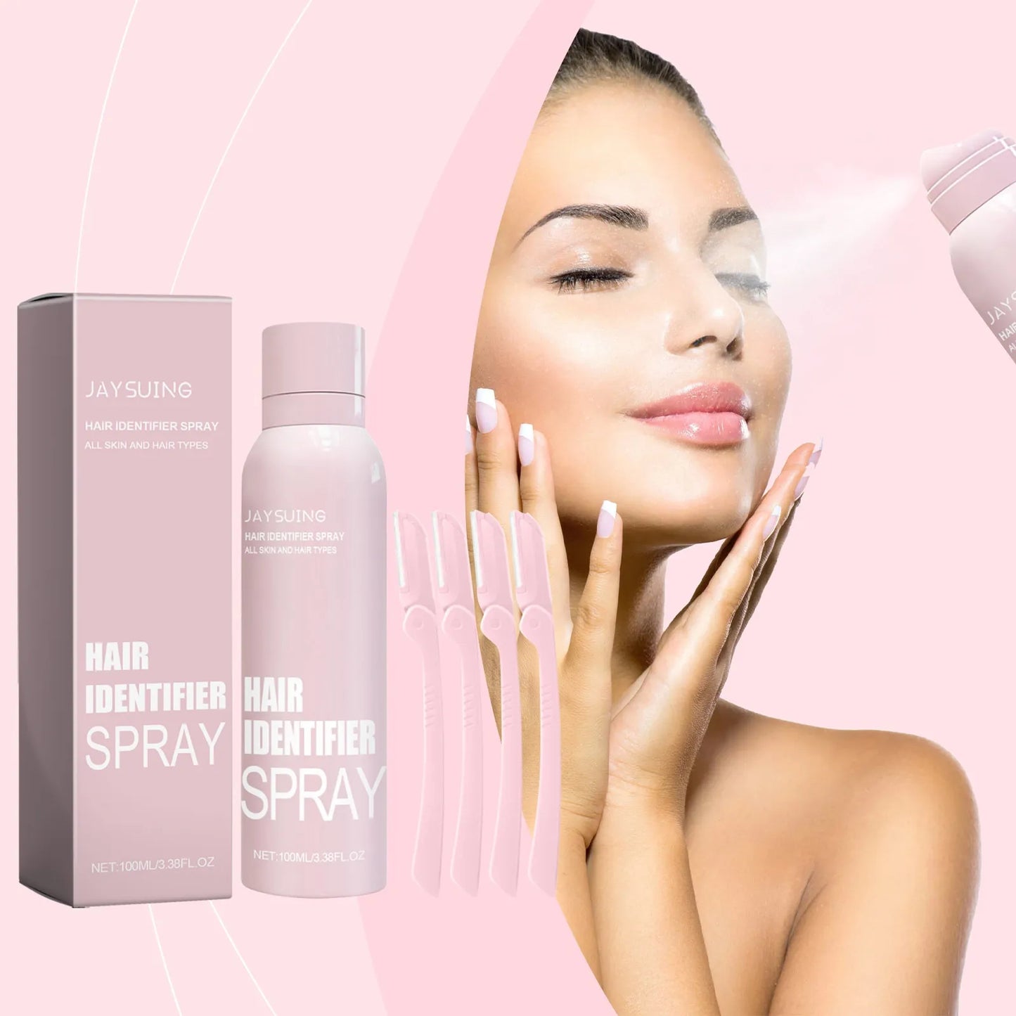 Hair Identifier Spray Set – Facial Dermaplaning Prep with Razor Tools