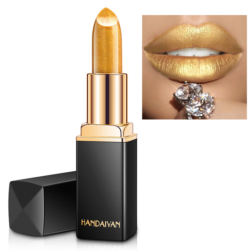 Handaiyan Shiny Metallic Pearlescent Lipstick – Color Temperature Change Gilt Lip Gloss