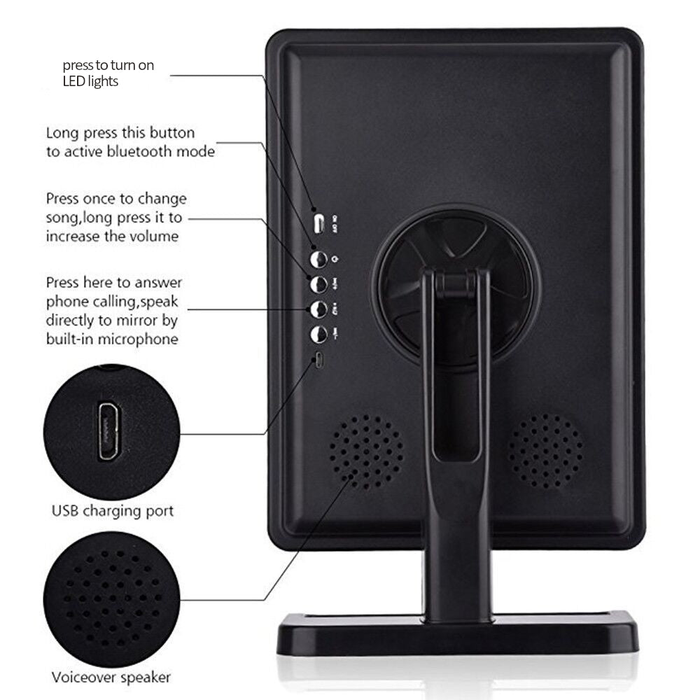 Tune 3-in-1 Touchscreen Makeup Mirror with 20 LED Lights & Bluetooth Speaker