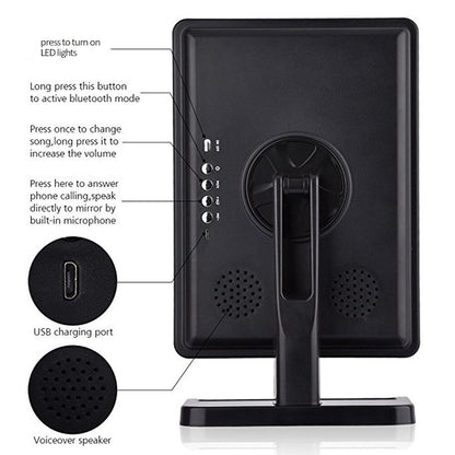 Tune 3-in-1 Touchscreen Makeup Mirror with 20 LED Lights & Bluetooth Speaker