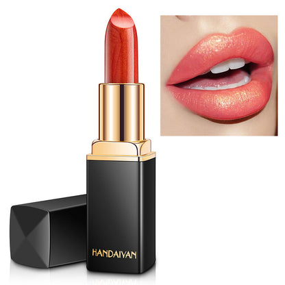 Handaiyan Shiny Metallic Pearlescent Lipstick – Color Temperature Change Gilt Lip Gloss
