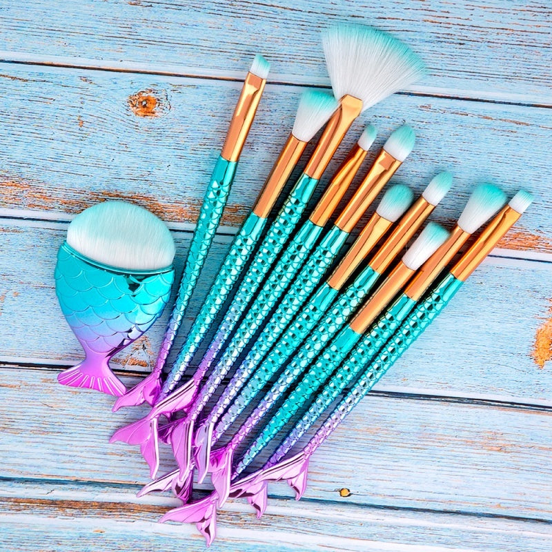 AquaGlam 11-Piece Mermaid Makeup Brush Set
