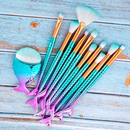 AquaGlam 11-Piece Mermaid Makeup Brush Set