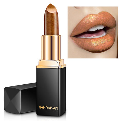 Handaiyan Shiny Metallic Pearlescent Lipstick – Color Temperature Change Gilt Lip Gloss