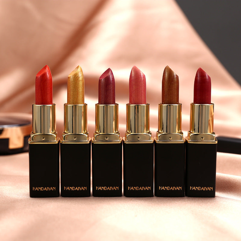 Handaiyan Shiny Metallic Pearlescent Lipstick – Color Temperature Change Gilt Lip Gloss