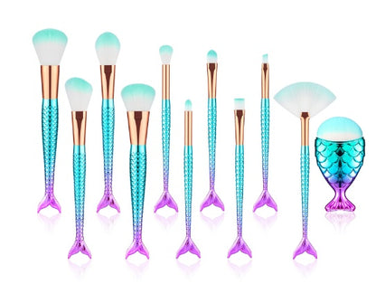 AquaGlam 11-Piece Mermaid Makeup Brush Set
