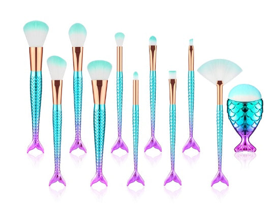 AquaGlam 11-Piece Mermaid Makeup Brush Set