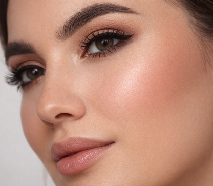 Flawless natural makeup look with smooth glowing skin and soft blended foundation